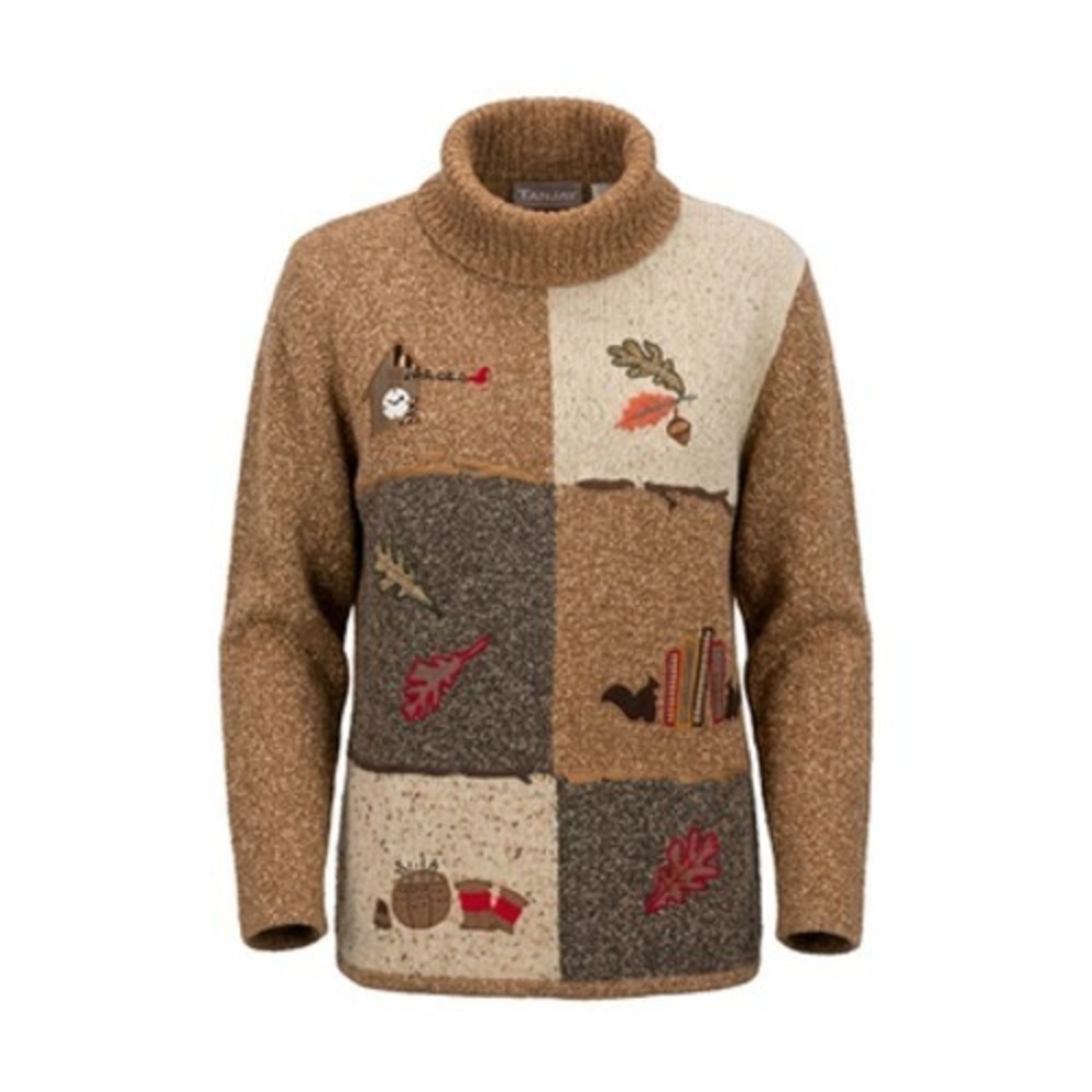 VTG TanJay Grandmacore Patchwork Sweater Women S Brown Fall Cabincore Granny Mom